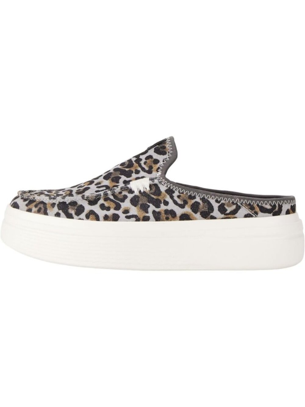 Women's Leopard Suede Flexible Lightweight Slip On Raised Back Heel Loafers Shoe